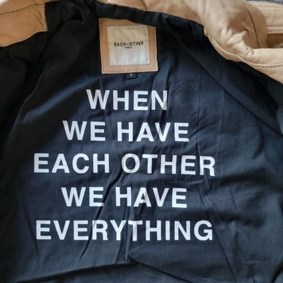 NWT EACH X OTHER Paris Women's Cream Leather Full Zip Jacket Size Small - Picture 6 of 9